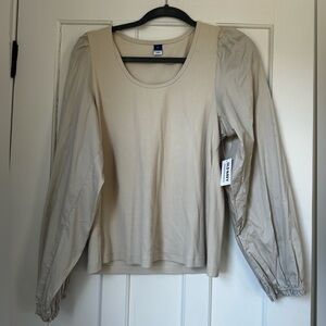 Old Navy Cream Long Sleeve Blouse